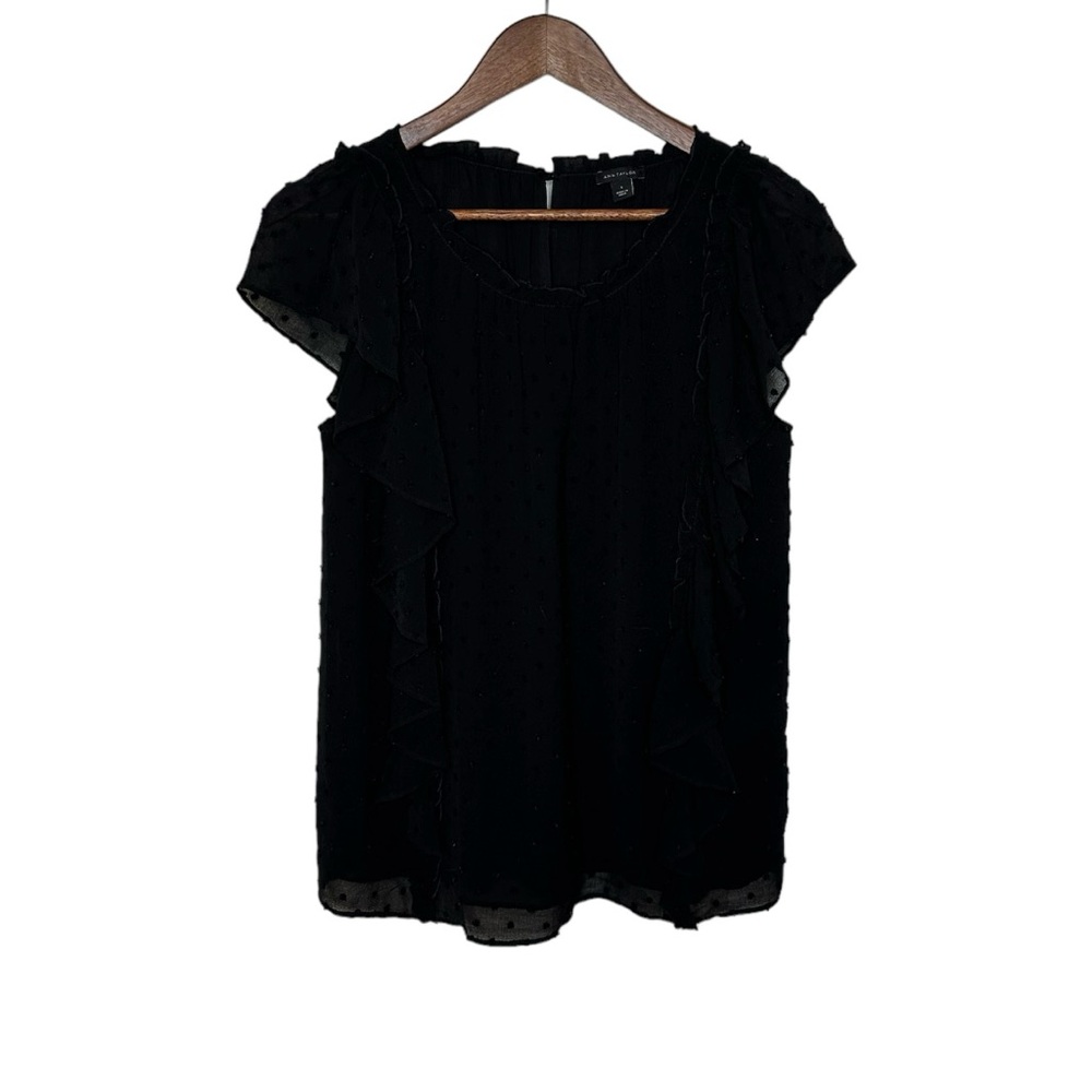 Ann Taylor Ruffle Front Button Closure on Back Blouse/Top